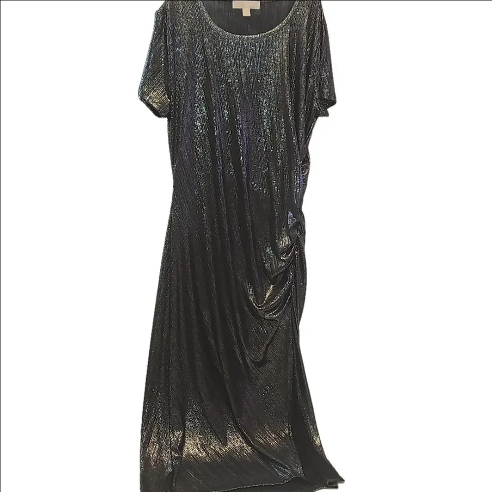 Michael Kors Short-Sleeve Metallic Maxi Dress sz XXL